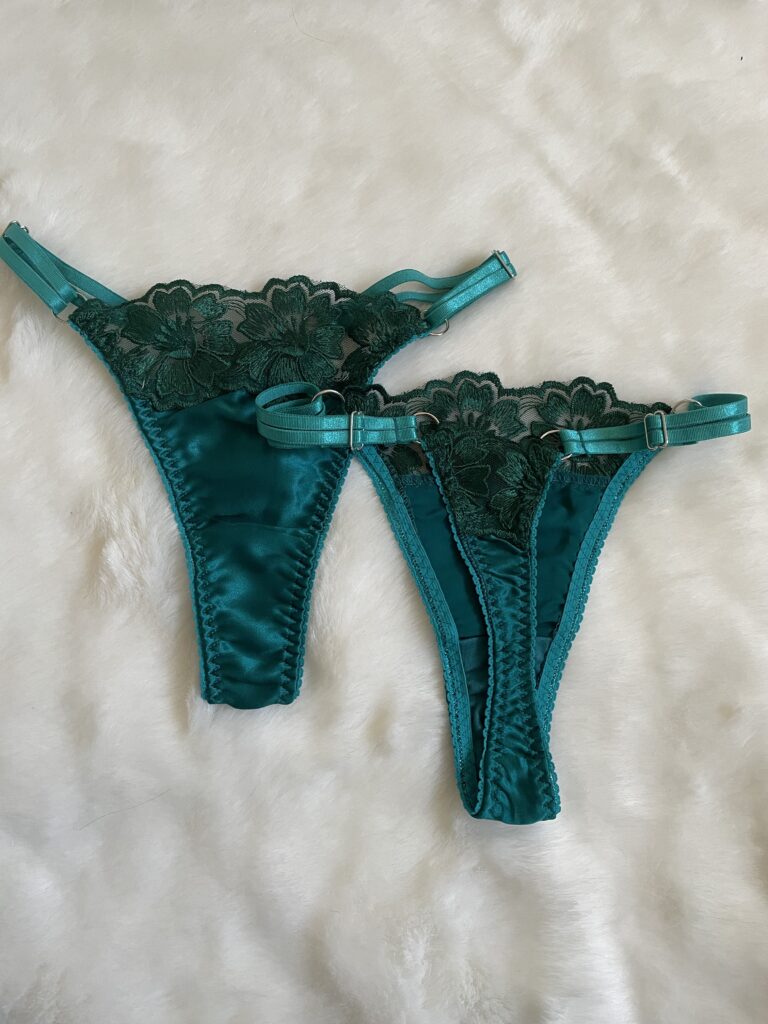 Silk and Lace G-String in Green